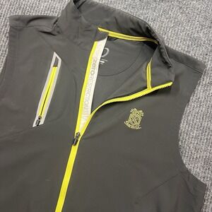 Zero Restriction Tour Series Golf Vest Dark Gray Neon Yellow Full Zip Water Logo